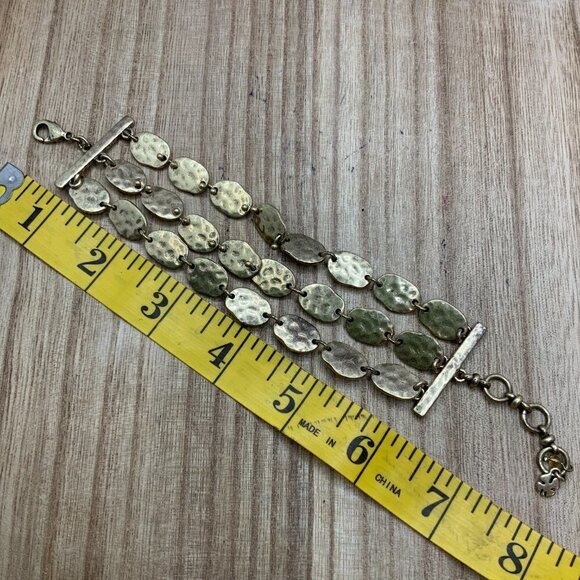 Lucky Brand Gold Tone Hammered Multi Strand Bracelet - Picture 4 of 4